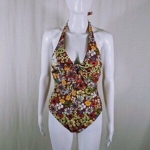 Adore Me Floral One Piece Halter Swimsuit Size Medium